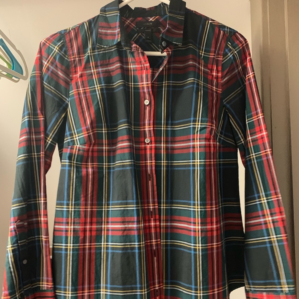 Classic green and red plaid shirt